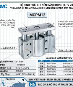Xylanh dẫn hướng MGPM12 phi 12mm chống xoay toàn quốc LHV Việt Nam