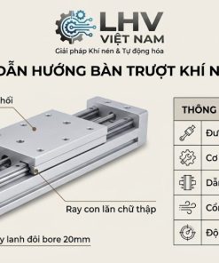 Xylanh bàn trượt khí nén MXS20 phi 20 thanh ray con lăn chéo LHV Việt Nam