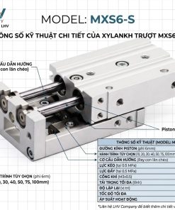 Xylanh bàn trượt khí nén MXS8 phi 8 thanh ray con lăn chéo LHV Việt Nam